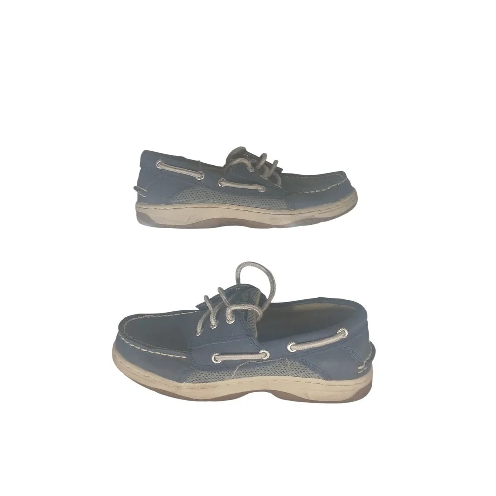 Sperry Billfish Boys Boat Shoes Navy Blue Leather Lace‎ Up Size 2.5 M